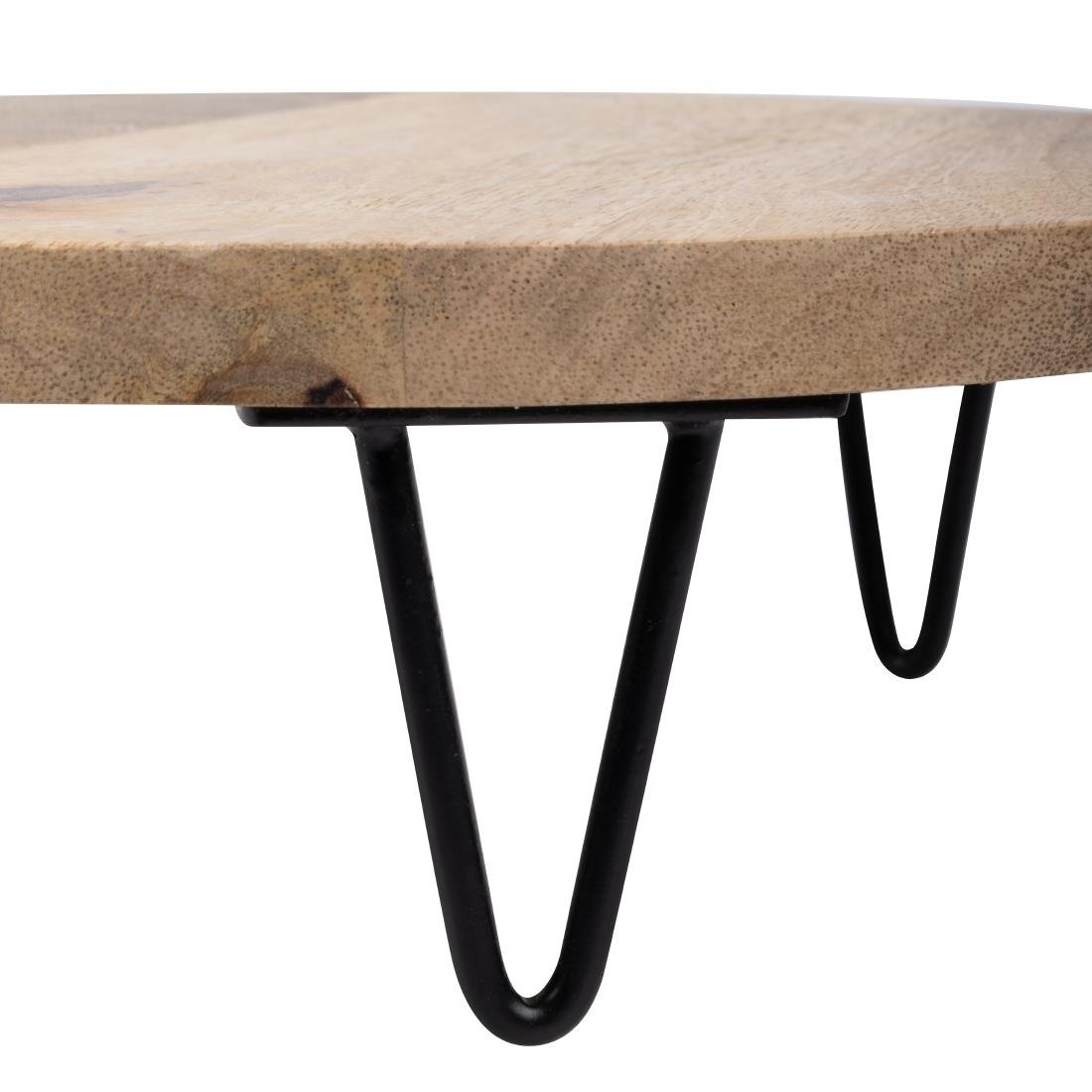 Olympia Round Handled Display Stand Mango Wood with Metal Legs 350x250x80mm - HY755