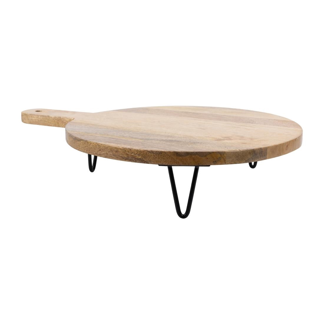 Olympia Round Handled Display Stand Mango Wood with Metal Legs 400x300x80mm - HY754