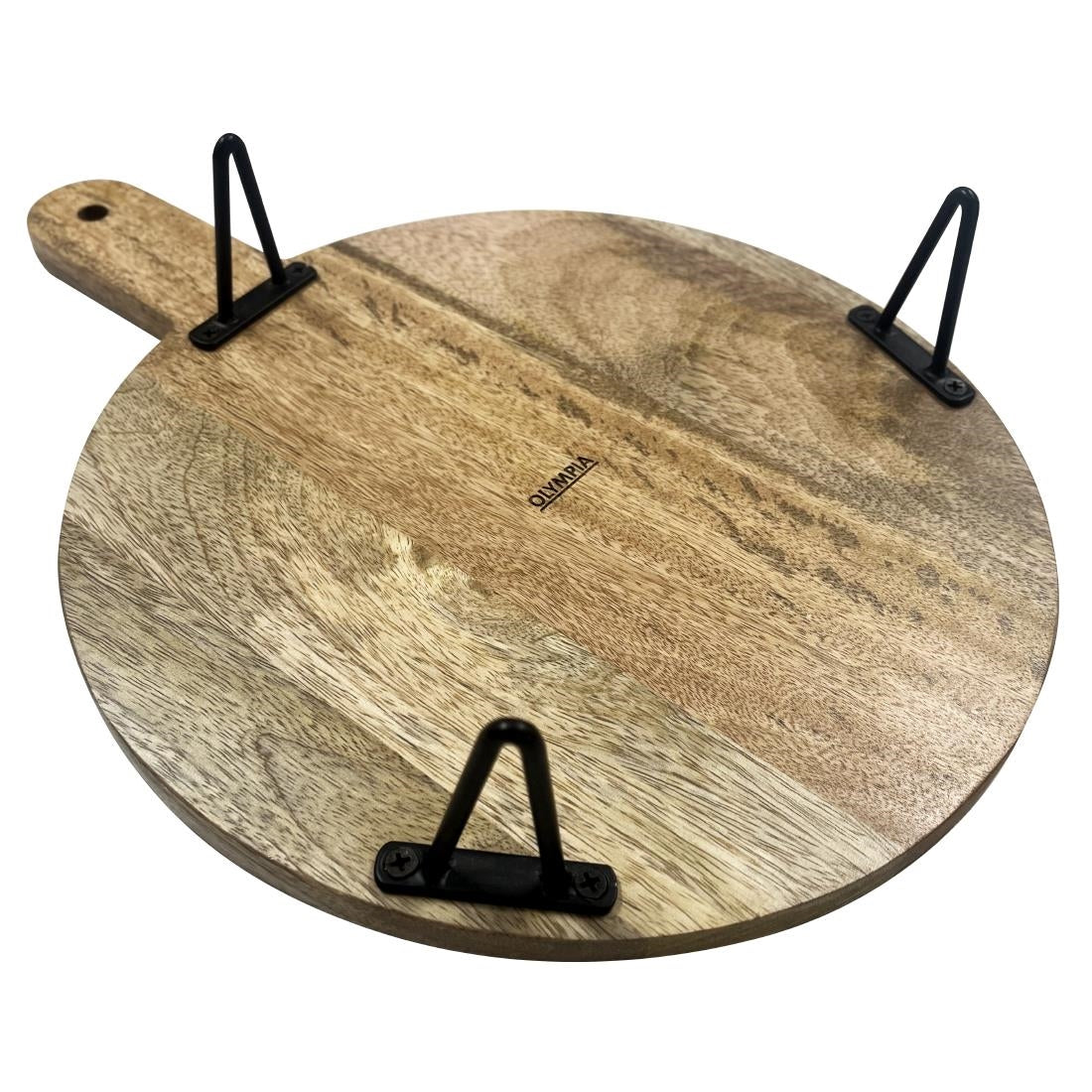 Olympia Round Handled Display Stand Mango Wood with Metal Legs 350x250x80mm - HY755