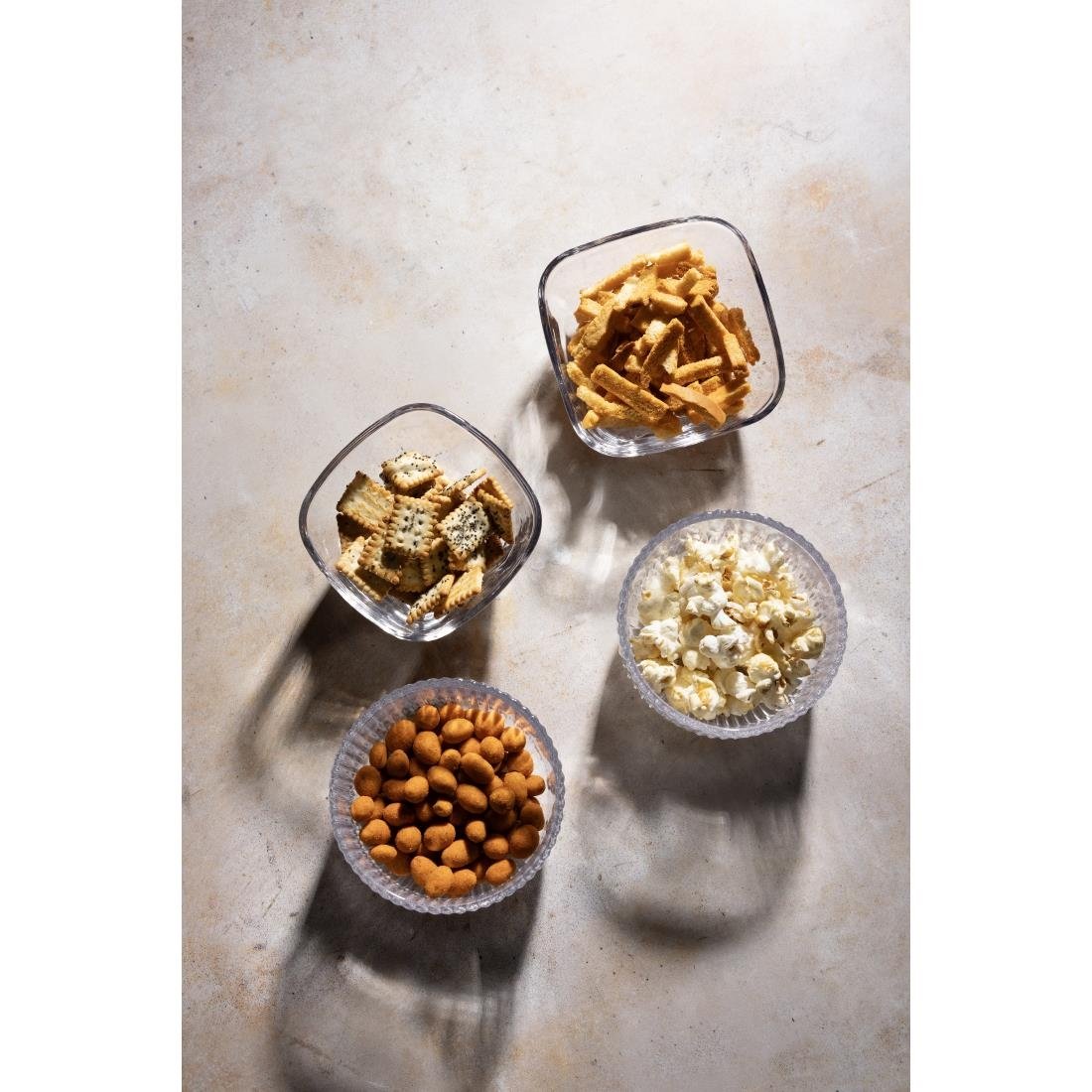 Olympia Square Glass Low Snack Bowls (6 Pack) - HZ335