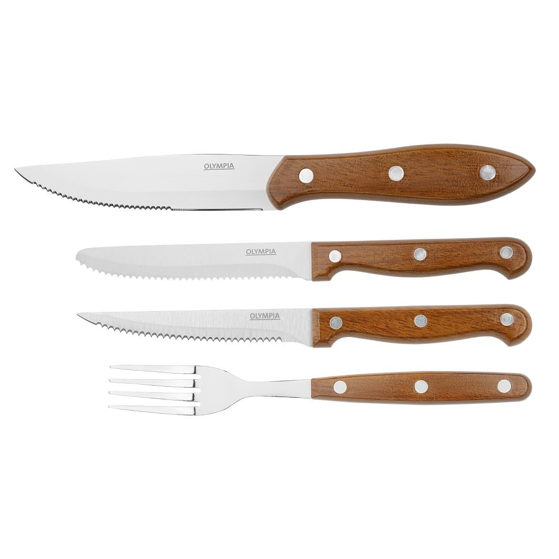 Olympia Steak Forks Wood Effect Handle (12 Pack) - HZ971
