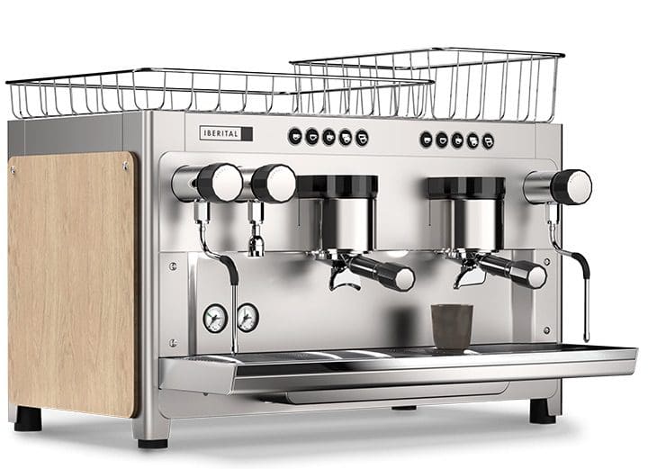 Iberital Tandem Timber & - 2 Group Commercial Espresso Machine - White