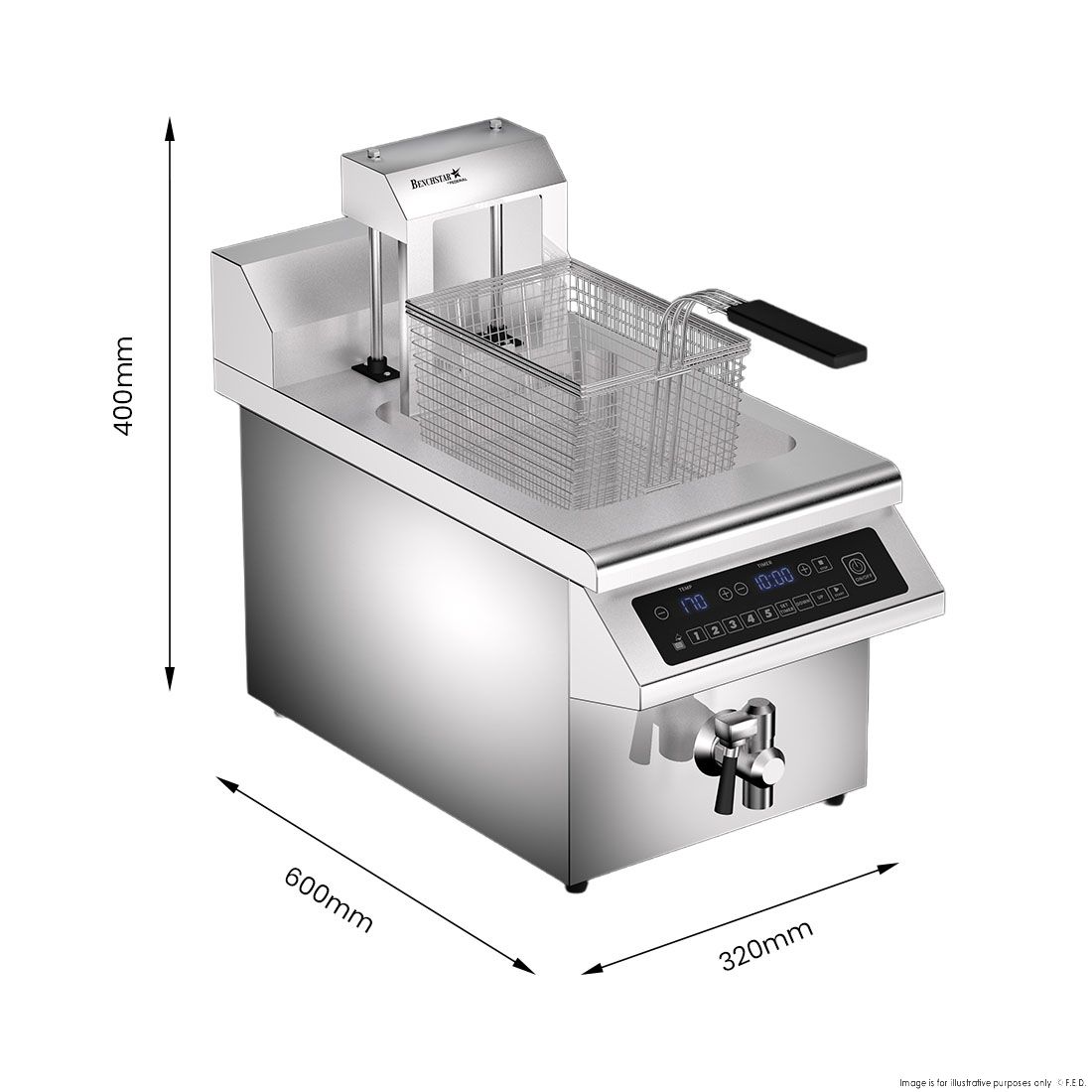 Benchstar Single Tank Auto Lifting Induction Fryer - IF3500S-AL