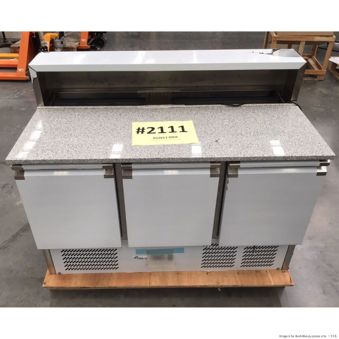CLEARANCE - FED-X Three Door Salad Prep Fridge with Marble Top - XGNS1300E-NSW2111