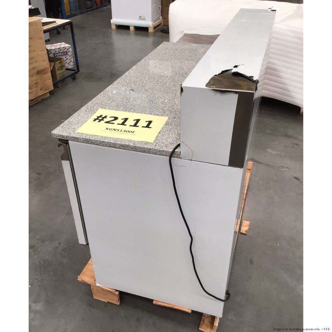 CLEARANCE - FED-X Three Door Salad Prep Fridge with Marble Top - XGNS1300E-NSW2111