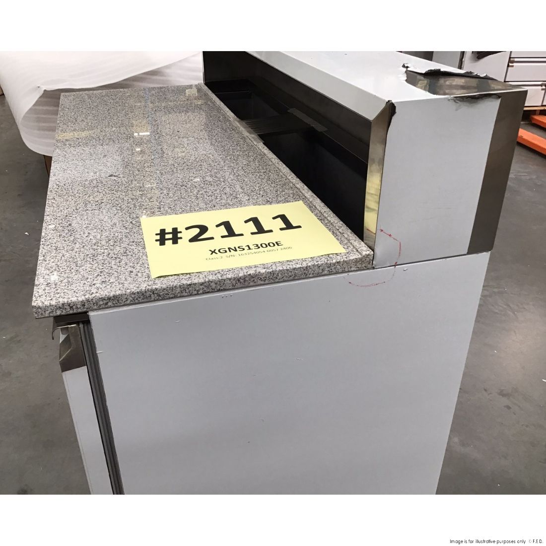CLEARANCE - FED-X Three Door Salad Prep Fridge with Marble Top - XGNS1300E-NSW2111