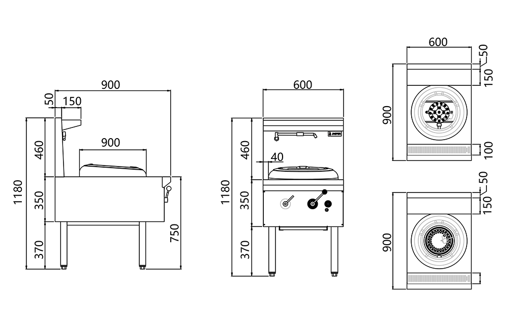Jasper Single Wok Chimney Burner - LPG JA-1CB-L