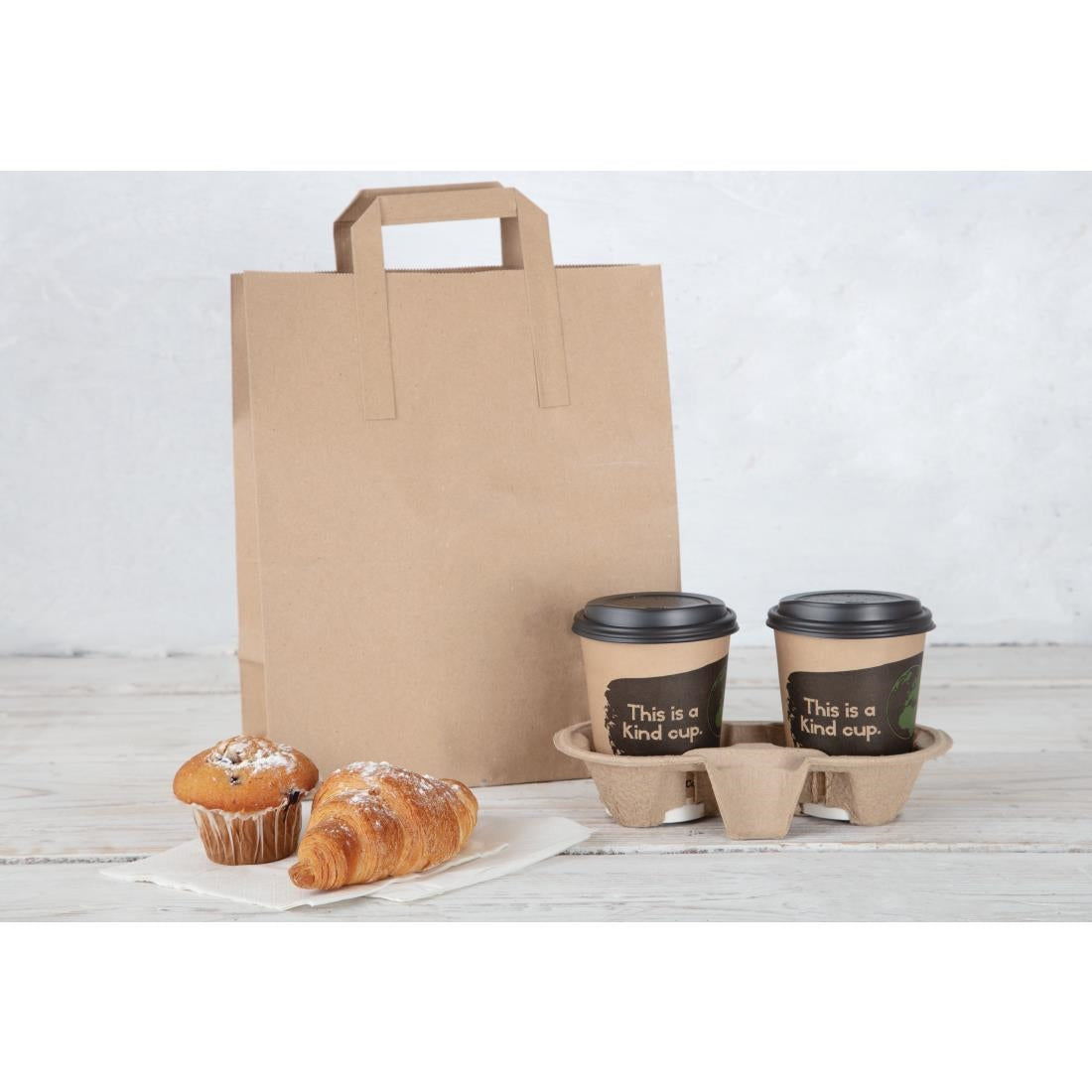 Fiesta Recyclable Flat Handle Brown Paper Bags Large (250 Pack) - JA529