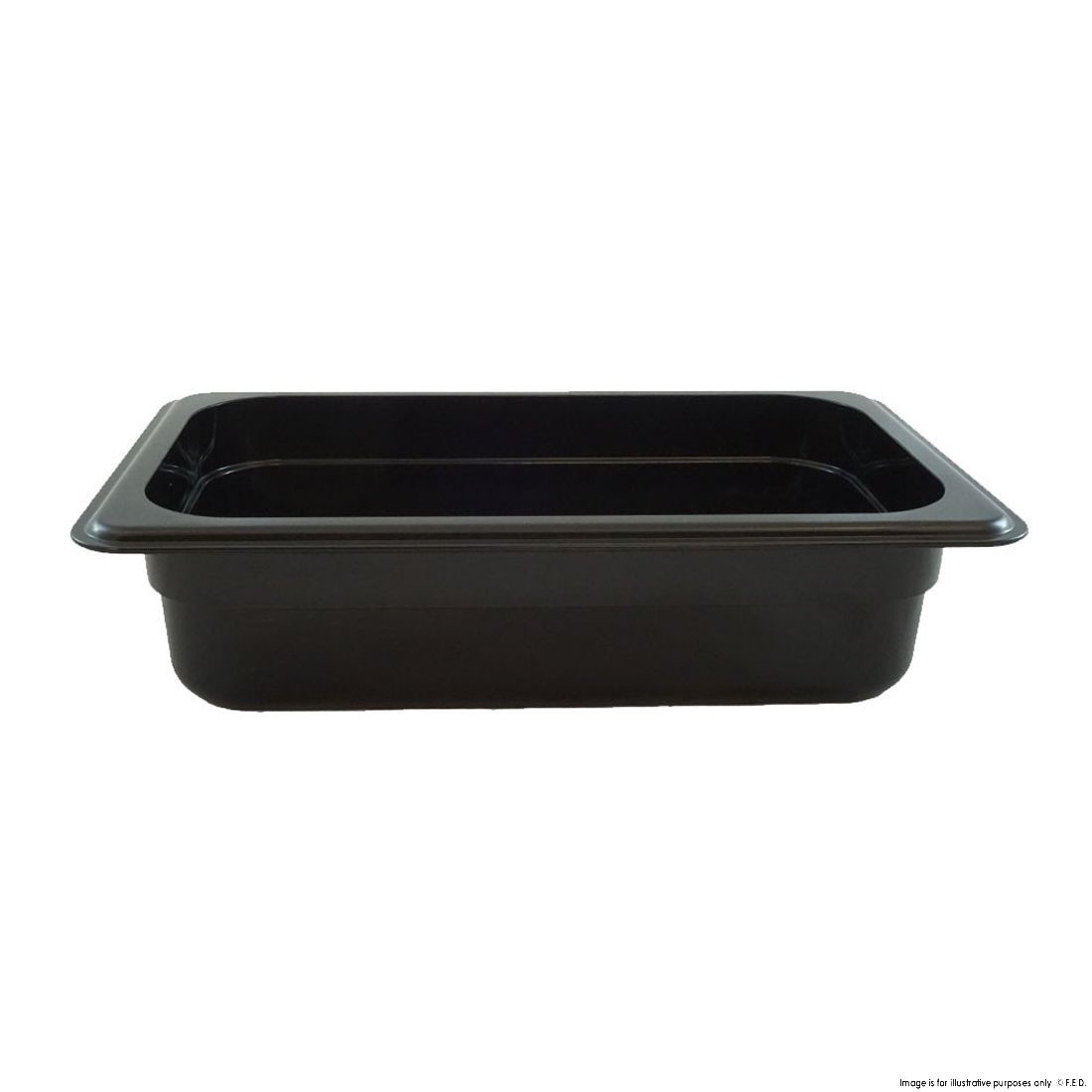 Food Tek Black Poly 1/3 x 100 mm Gastronorm Pan - JW-P134B (1 Pack)