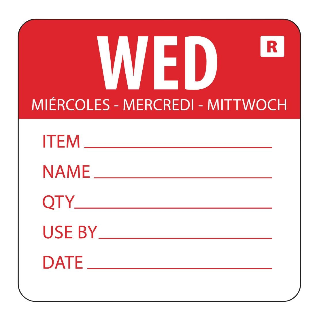Vogue Removable Day of the Week Label Wednesday - L068
