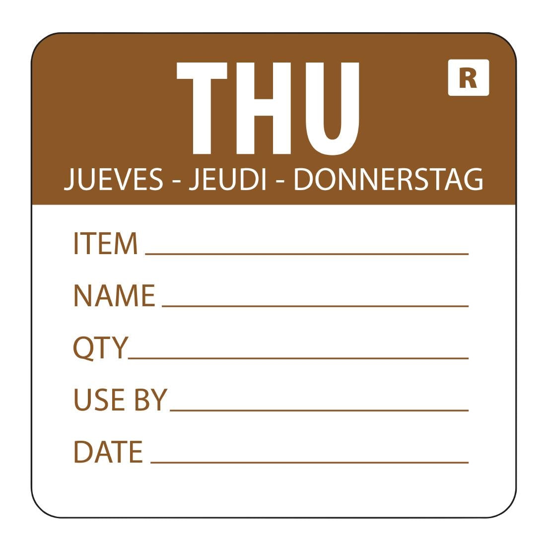 Vogue Removable Day of the Week Label Thursday - L069