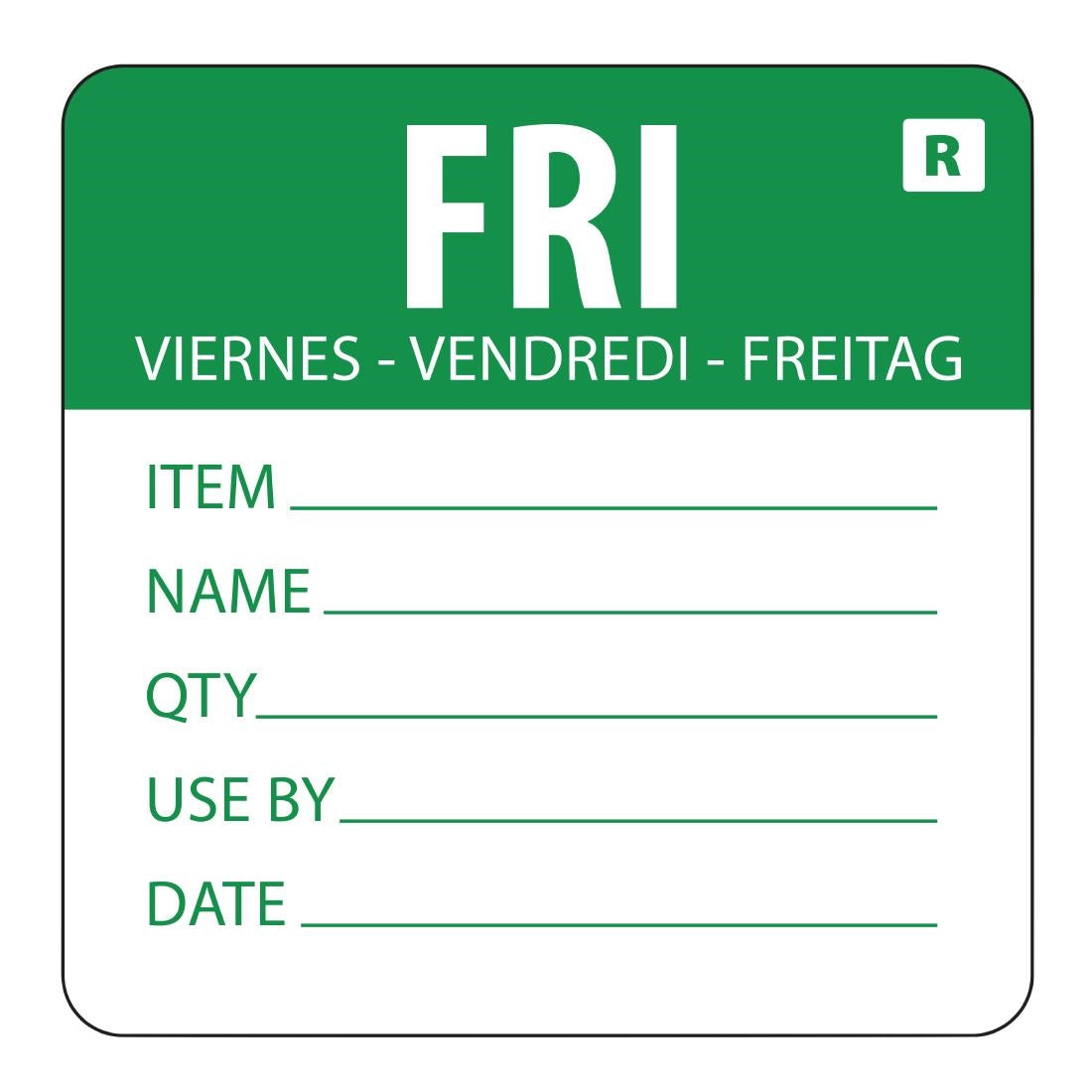 Vogue Removable Day of the Week Label Friday - L070