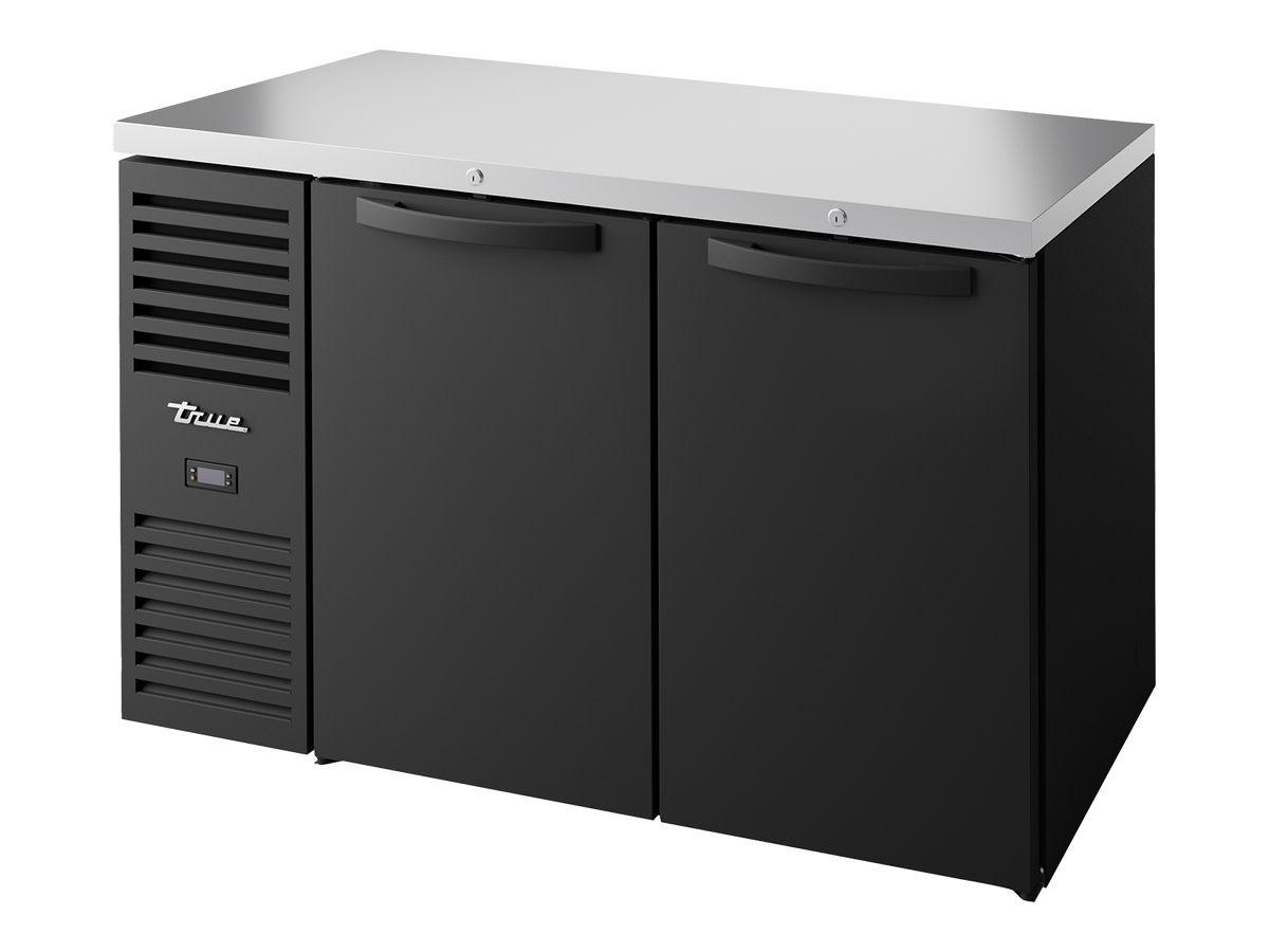 TRUE Reach-In Single Zone 2 Solid Swing Door Undercounter Refrigerator 1300mm Width - Black - TBR52-RISZ1-L-B-SS-2