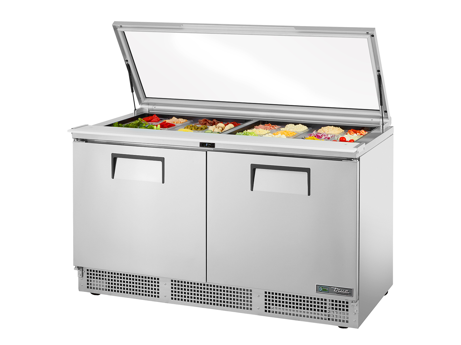 TRUE 2 Door Food Prep Unit with Flat Glass Lid - TFP-64-24M-FGLID-HC