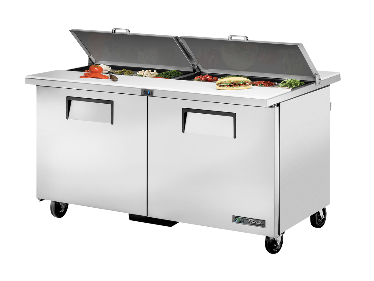 TRUE 2 Dual Sided Solid Door Sandwich/Salad Fridge - TSSU-60-16-DS-ST-HC
