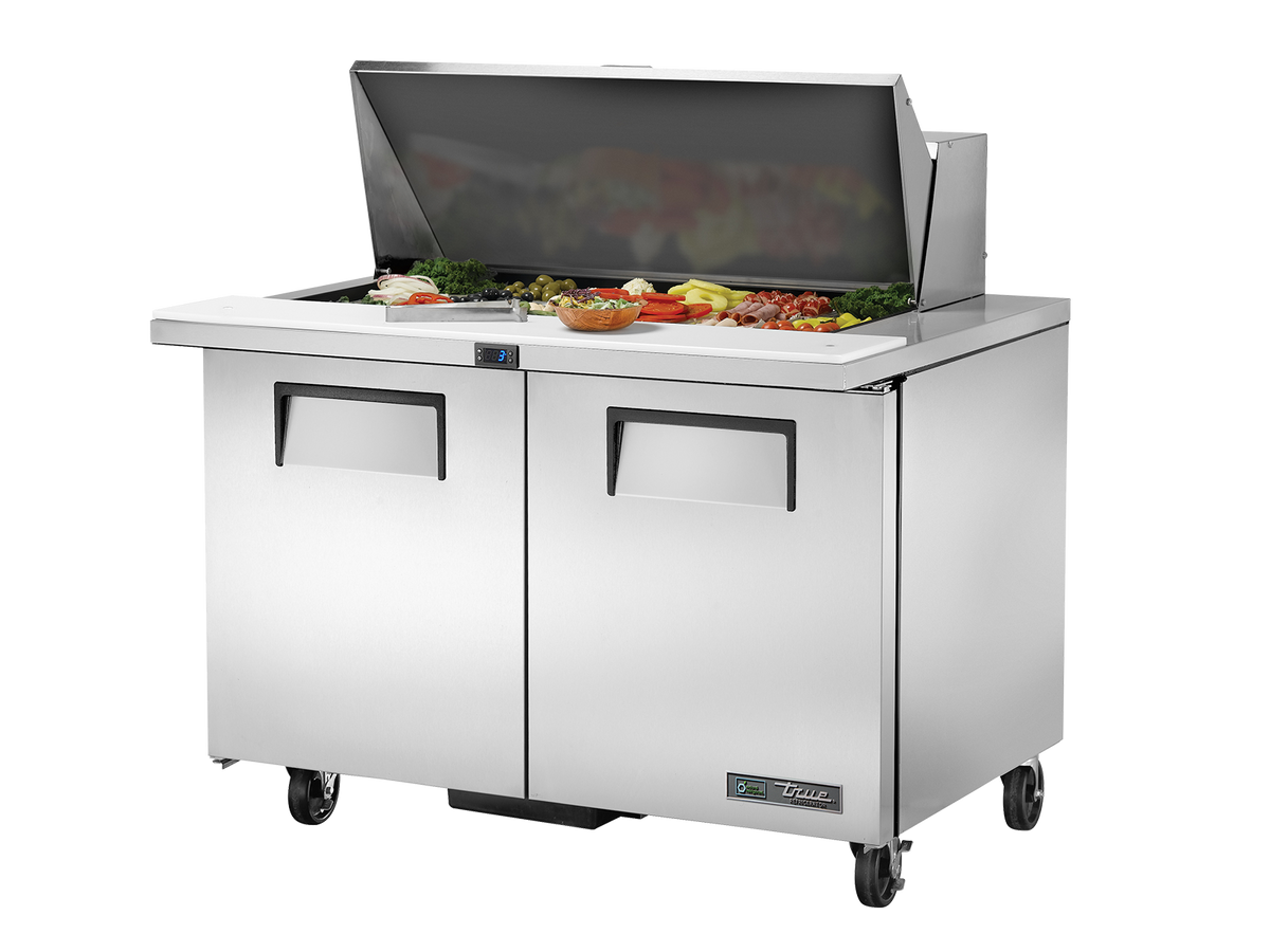 TRUE 2 Mega-Top Solid Door Sandwich/Salad Fridge 1220mm Width - TSSU-48-18M-B-HC