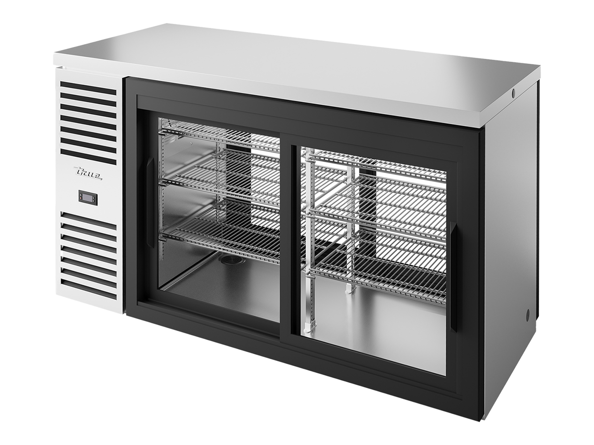 TRUE Pass-Thru Single Zone 2 Glass Sliding Door Undercounter Refrigerator - Stainless - TBR60-PTSZ1-L-S-11-11-2