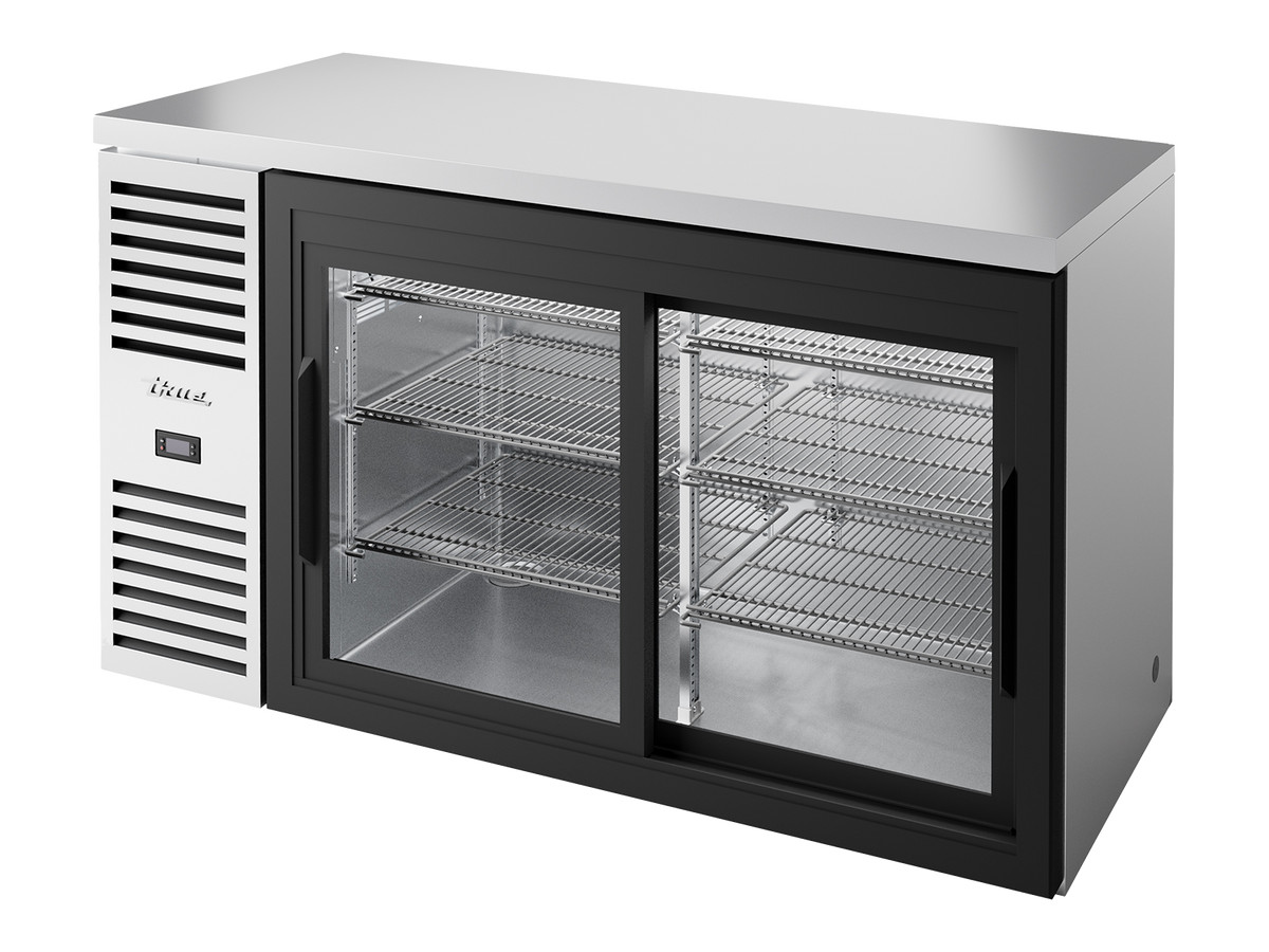 TRUE Reach-In Single Zone 2 Glass Sliding Door Undercounter Refrigerator 1500mm Width - Stainless - TBR60-RISZ1-L-S-11-2