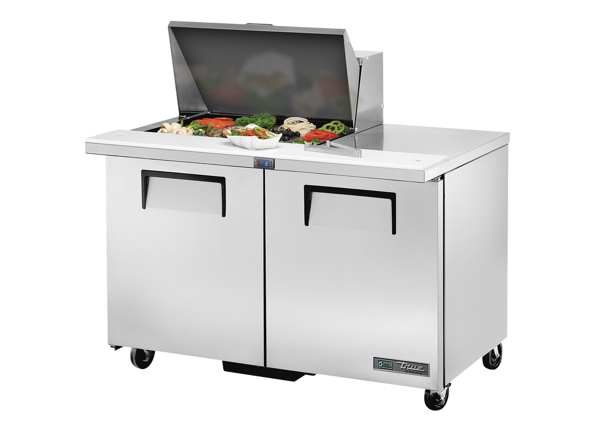 TRUE 2 Mega-Top Solid Door Sandwich/Salad Fridge 1220mm Width - TSSU-48-12M-B-HC