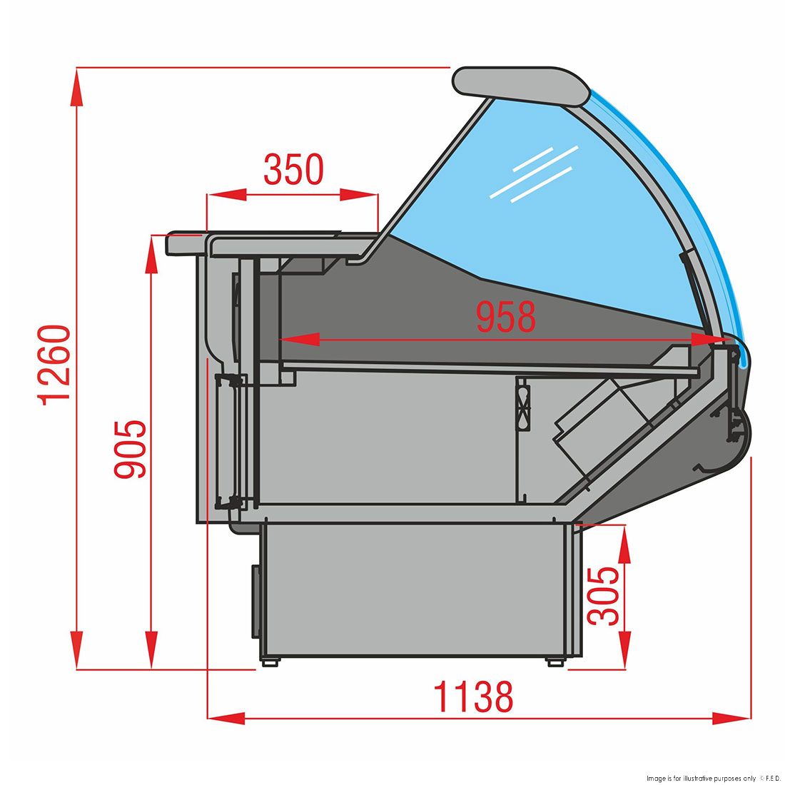 Tecnodom Italiacool Curved Front Glass Deli Display PAN2000
