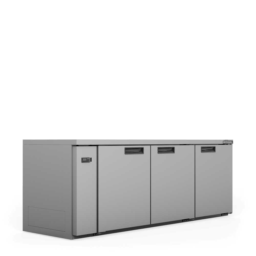 Williams Boronia - Three Door Black Colorbond Remote Back Bar Counter Display Refrigerator HB3RSB