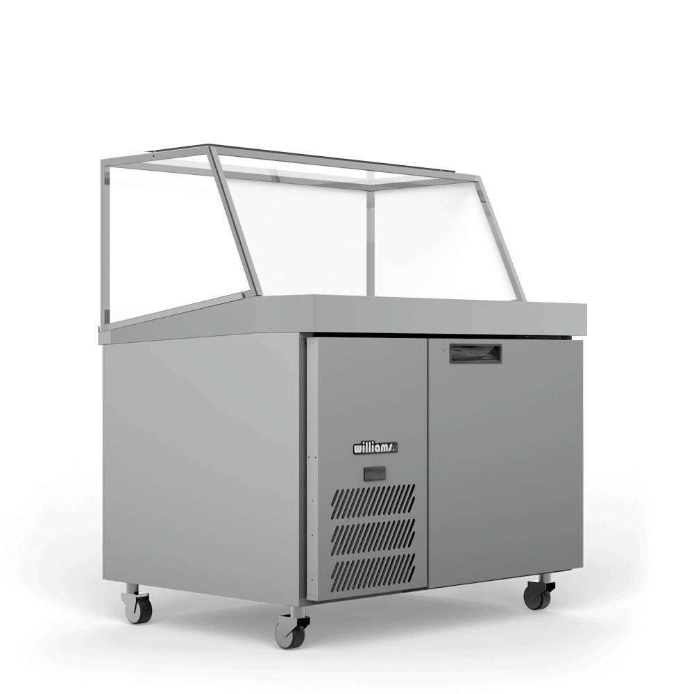 Williams Banksia - One Door White Colorbond Prep Counter Fridge With Angled Blown Air Well HSP18UBA