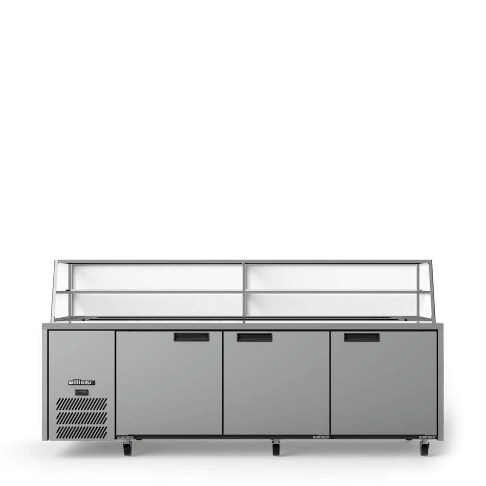 Williams Jade Sandwich - Three Door Stainless Steel Prep Counter Refrigerator With Blown Air Well - Without Canopy HJ3SCBASS-000-N