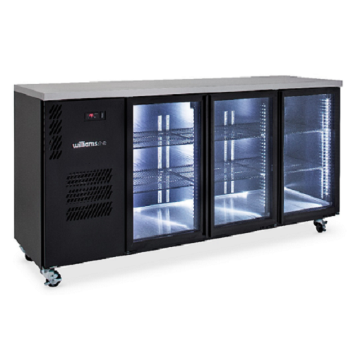 Williams Cameo 3 Glass Door Back Bar Fridge - Black HC3UGBHC