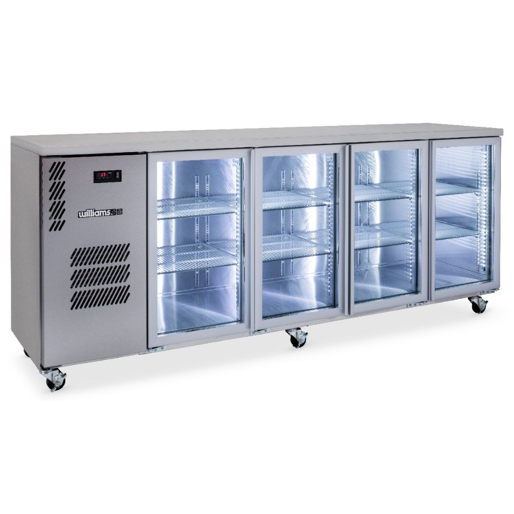 Williams Cameo 4 Glass Door Back Bar Fridge - Stainless Steel HC4UGSHC