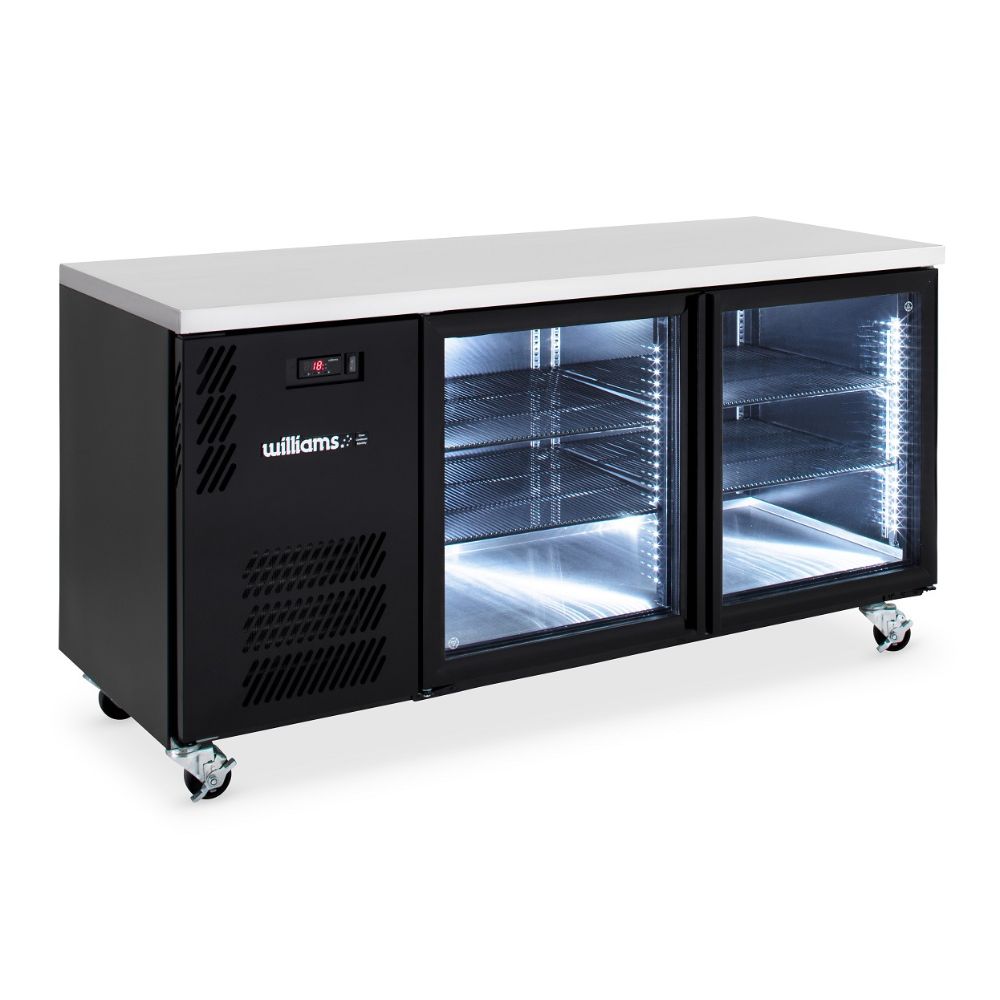 Williams Boronia 2 Glass Door Fridge - Black HB2UGBHC
