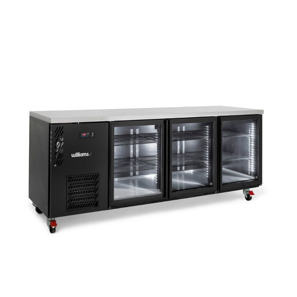 Williams Cameo Mini 3 Glass Door Back Bar Fridge - Black HCM3UGBHC