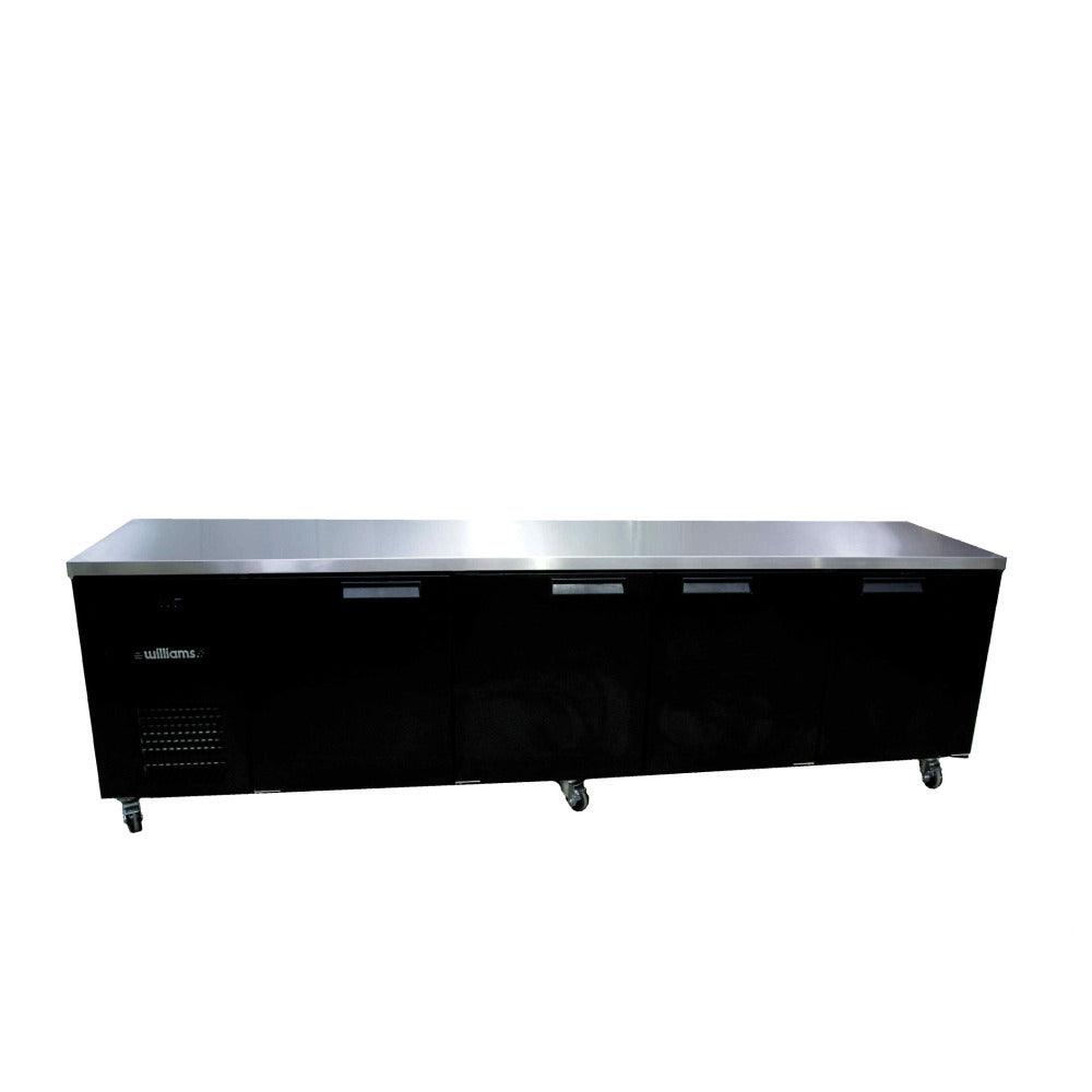 Williams Boronia 4 Solid Door Back Bar Fridge - Black HB4USBHC