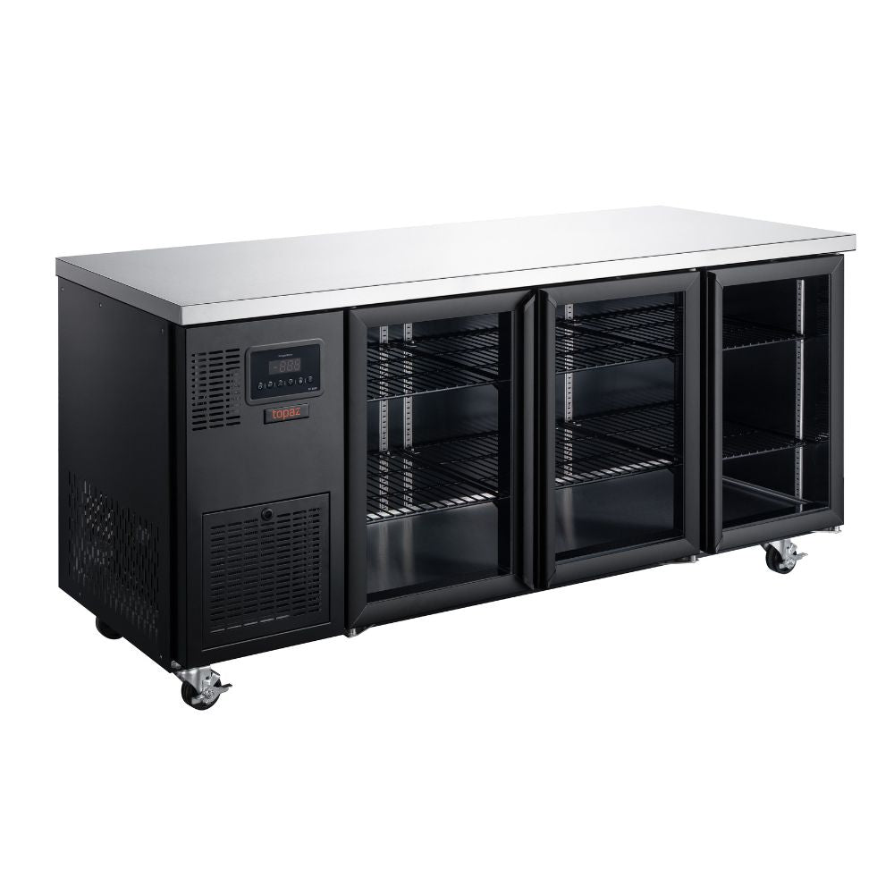 Williams Topaz Under Counter - Three Door Black Under Counter Glass Door Refrigerator HTU3GBHC