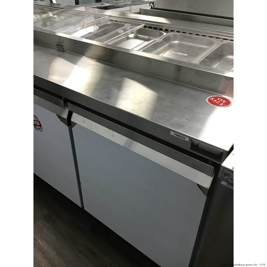 CLEARANCE - Thermaster Three door DELUXE Pizza Prep Bench - PWB200-VIC1062