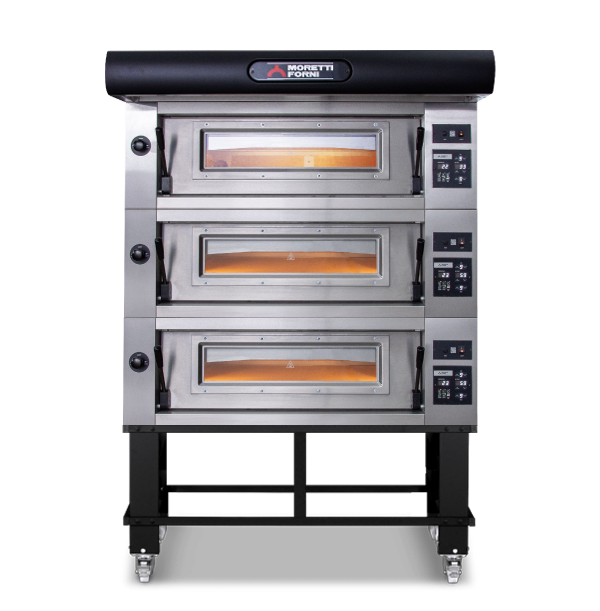 Moretti Forni Amalfi Triple Deck Oven on Stand - 18 x 35cm Pizza - Chamber Size 950w x 735d x 180h mm - COMP B/3/S