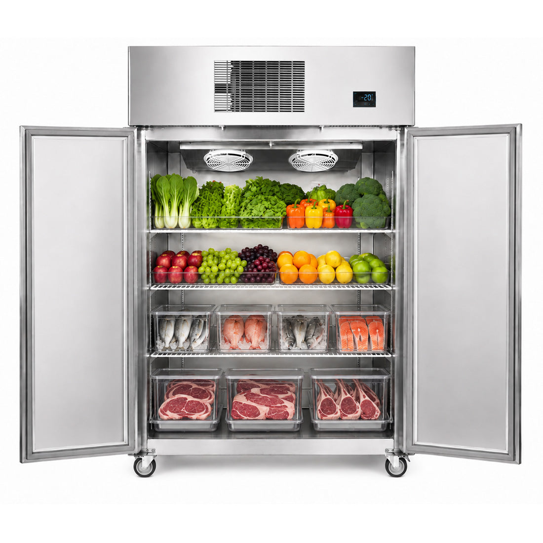 Thermaster 1000L Full-Width Double Glass Door Upright Display Freezer - SFWFG1000
