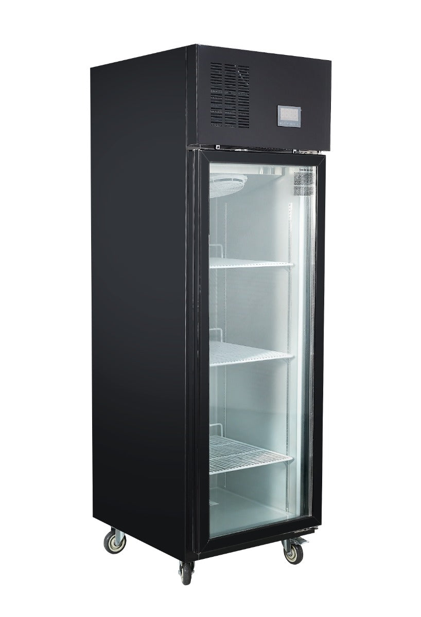 Thermaster 500L Full-Width Single Black Glass Door Upright Display Freezer - SFWFG500B
