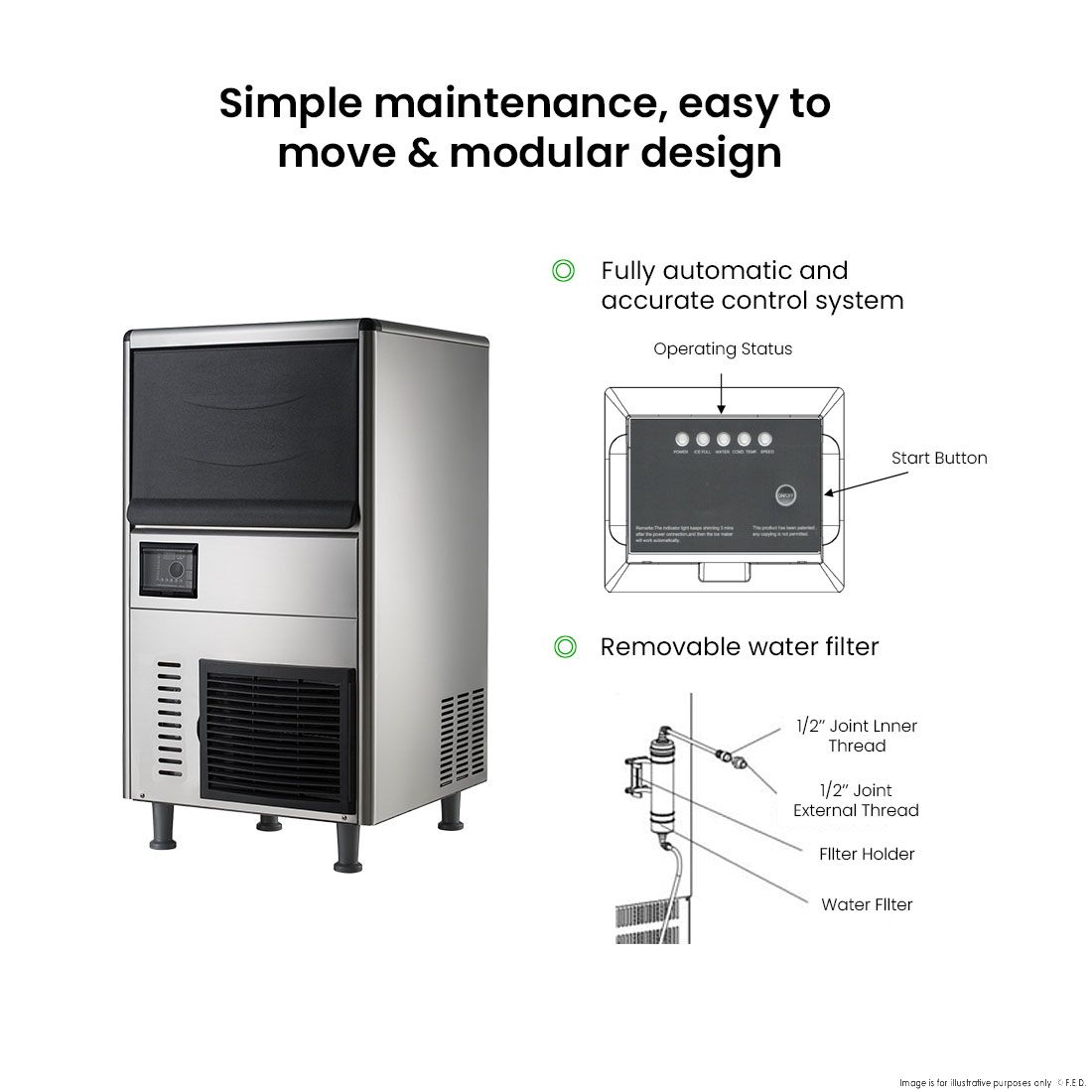 Blizzard Underbench Granular Ice Maker 60Kg SN-068F