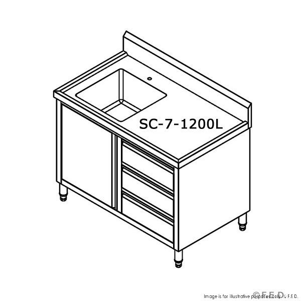 CLEARANCE - Modular System CABINET WITH LEFT SINK - SC-7-1200L-H-SA8-Mar