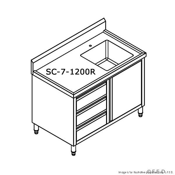 CLEARANCE - Modular System CABINET WITH RIGHT SINK - SC-7-1200R-H-SA8-Feb