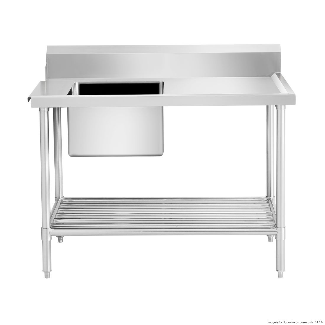 Modular Systems Left Inlet Single Sink Dishwasher Bench SSBD7-1200L/A