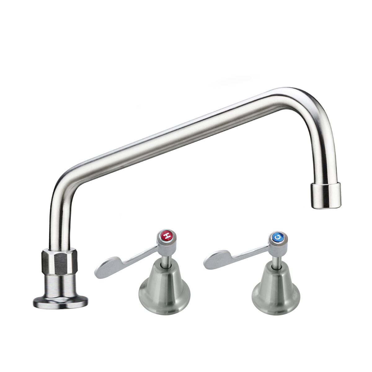 3Monkeez Stainless Steel Bench Mount and Basin Stops with 12" Spout - T-3MHS12