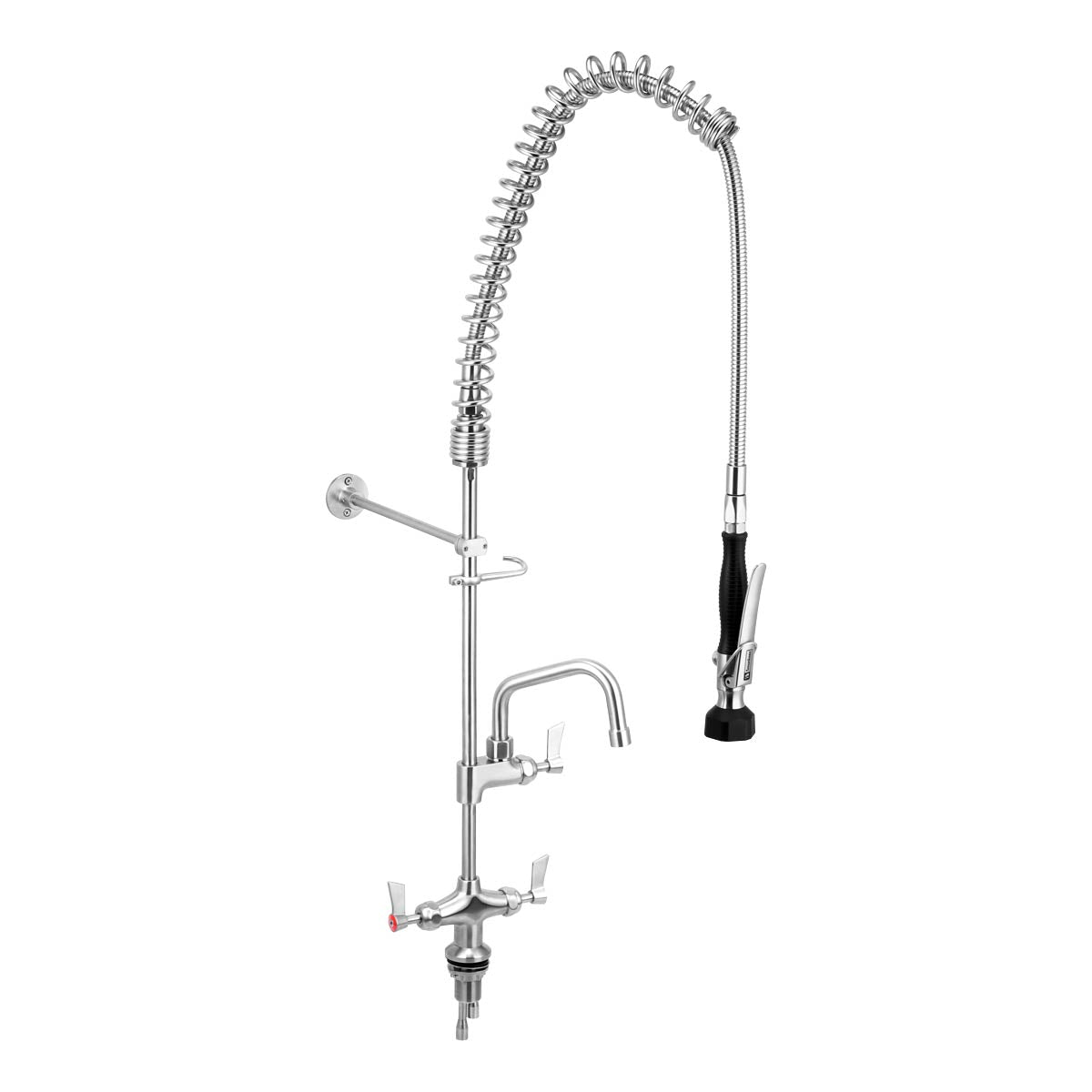 3Monkeez Stainless Steel Dual Bench Mounted Pre Rinse Unit With 6" Pot Filler - T-3M53015