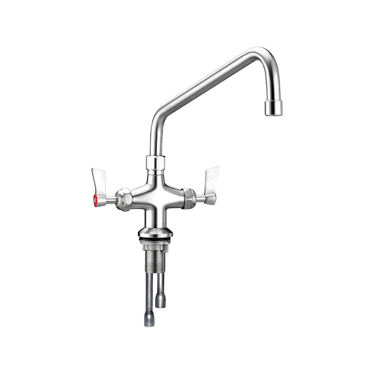 3Monkeez Stainless Steel Dual Bench Mount Tap Body with 12" Spout - T-3MDH12