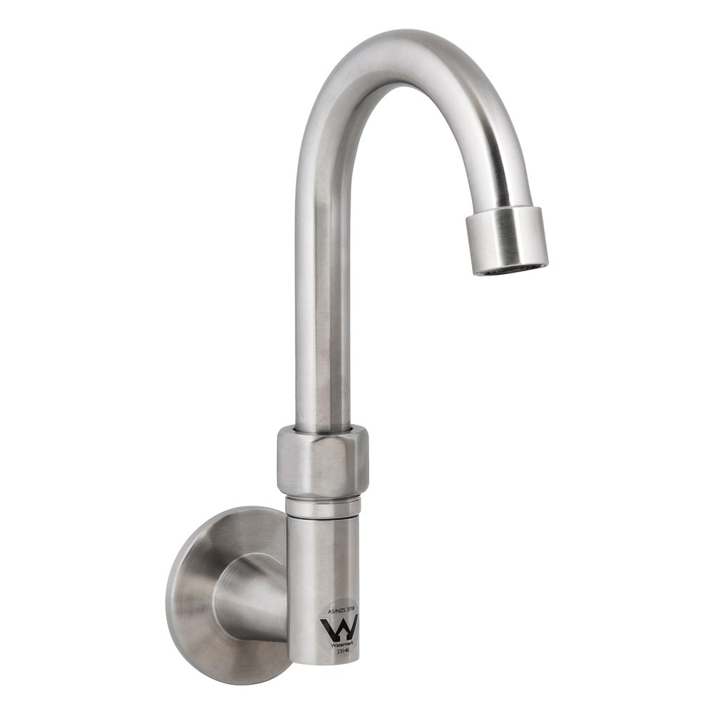 3Monkeez Stainless Steel Wall Elbow with 7" Gooseneck Swivel Spout - T-3MWEG07