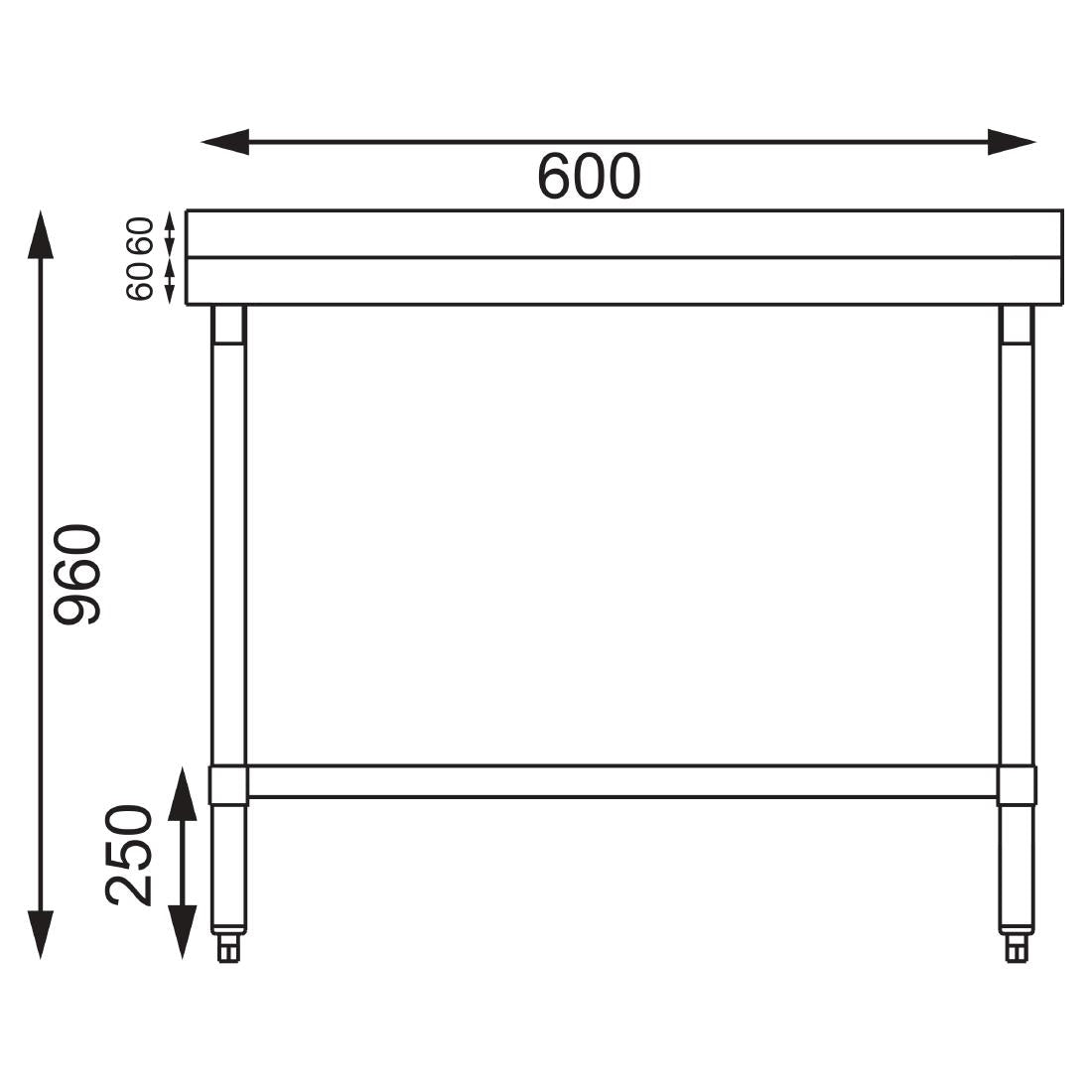 Vogue Stainless Steel Prep Table with Splashback 600mm - T379