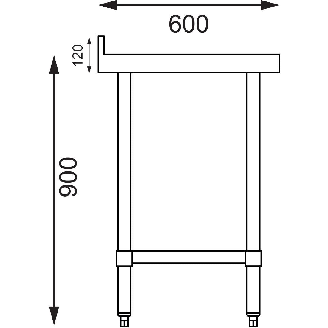 Vogue Stainless Steel Prep Table with Splashback 900mm - T380