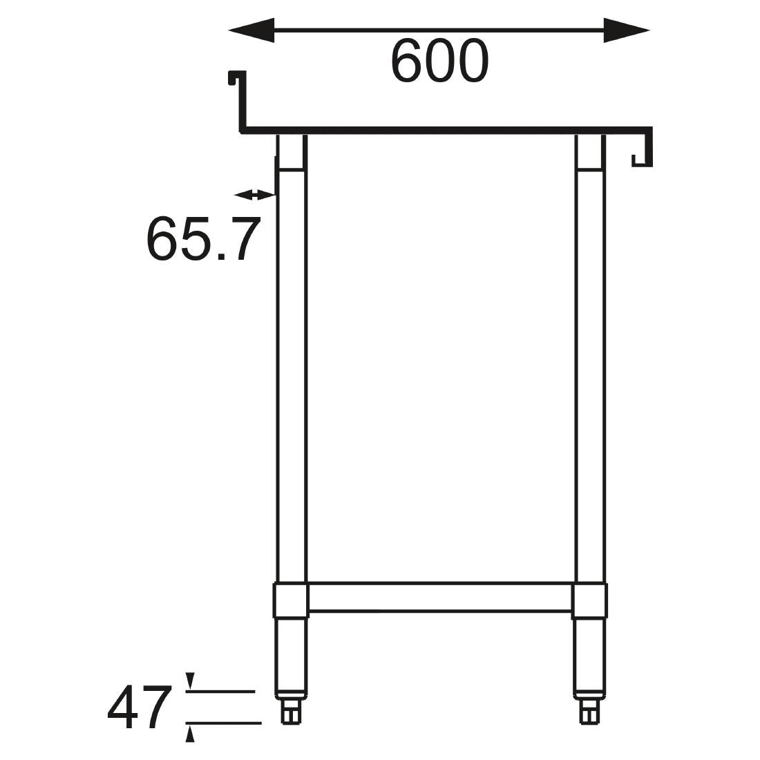 Vogue Stainless Steel Prep Table with Splashback 600mm - T379