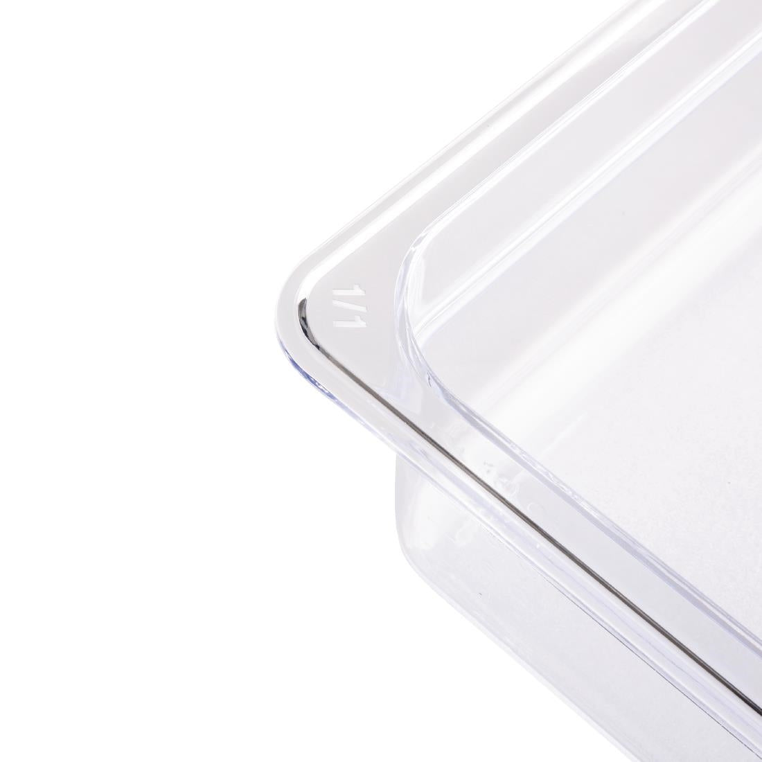 Vogue Clear Polycarbonate 1/1 Gastronorm Tray 100mm - U225