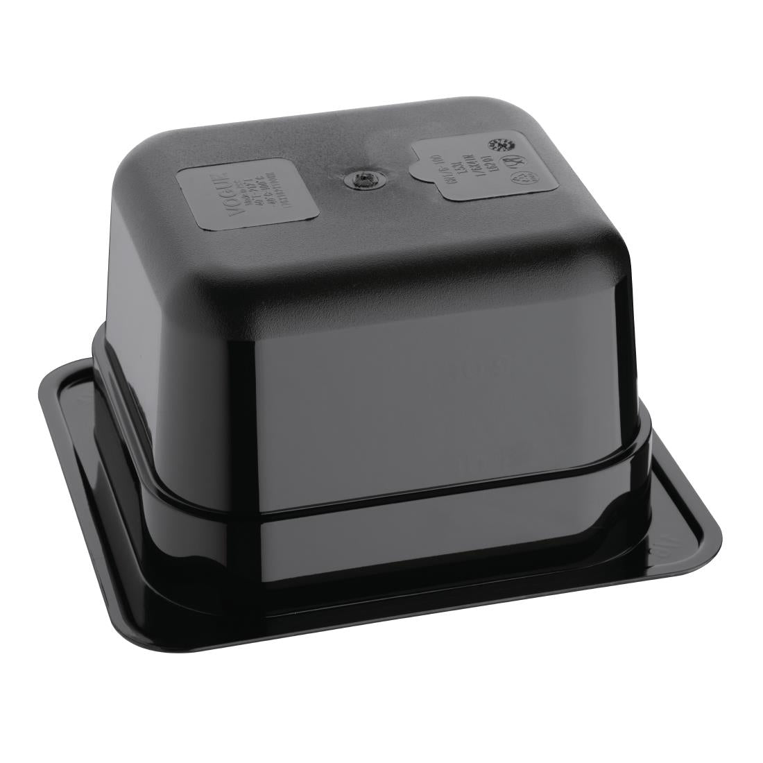 Vogue Black Polycarbonate 1/6 Gastronorm Tray 100mm - U470